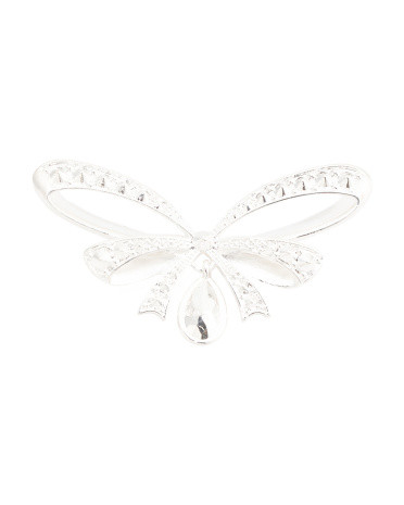 Made In Italy Sterling Silver Plated Bow Drop Pin | TJ Maxx