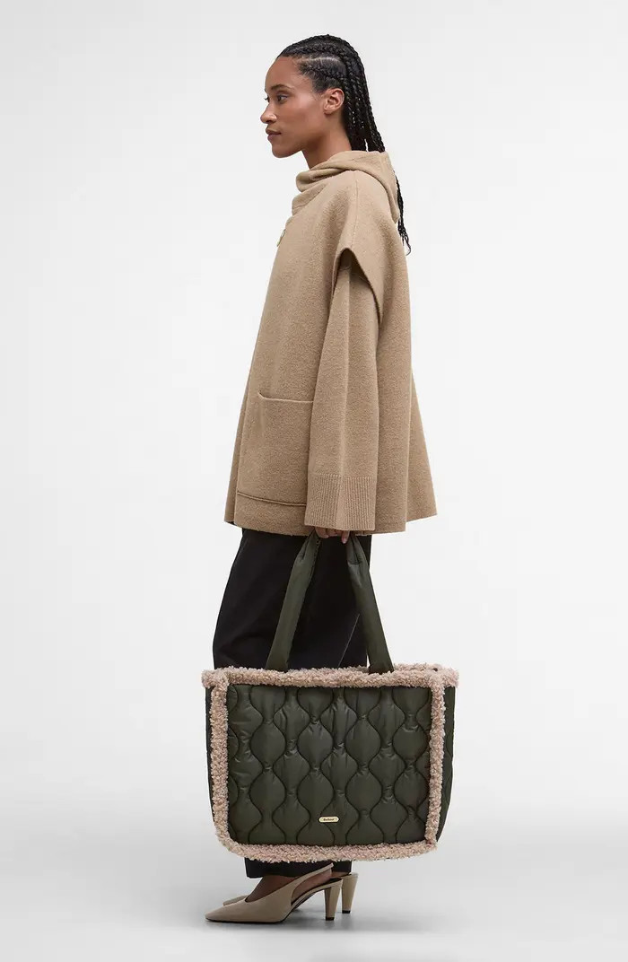Marnie Quilted Tote with Faux Shearling Trim | Nordstrom