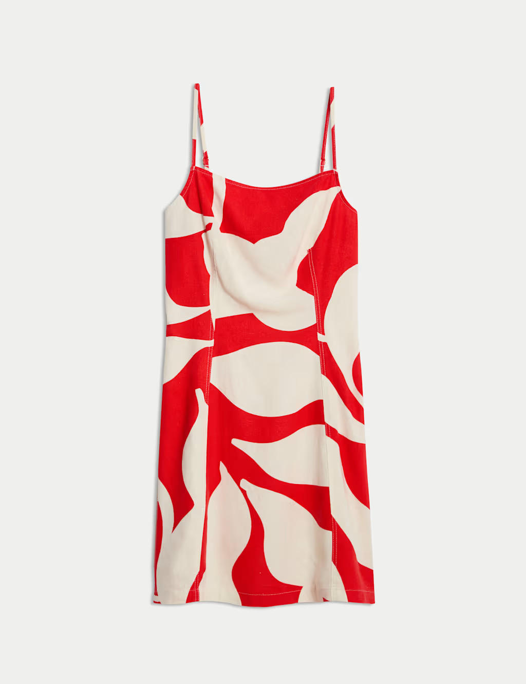 Linen Rich Printed Square Neck Strappy Mini Shift Dress | Marks & Spencer (UK)