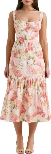 Elia Floral Stretch Cotton Blend Corset Sundress | Nordstrom