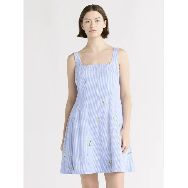 Free Assembly Women's Sleeveless Cotton Mini Dress with Embroidery, Sizes XS-XXL | Walmart (US)
