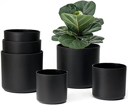 Mkono 6 Pack Plastic Plant Pots for Plants, 7/6.5/6/5.5/5/4.5 Inch Indoor Plastic Planters Modern Cy | Amazon (US)