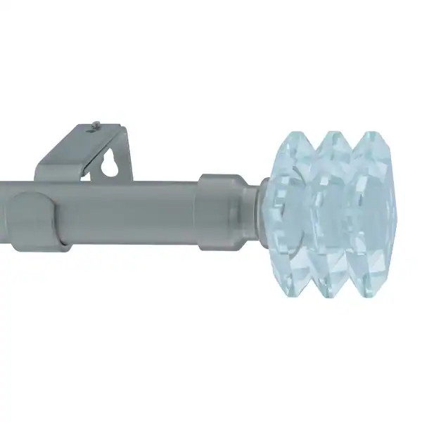 Meriville Lione 1-Inch Diameter Single Window Curtain Rod, Crystal Finial - Satin Nickel - 84"-12... | Bed Bath & Beyond
