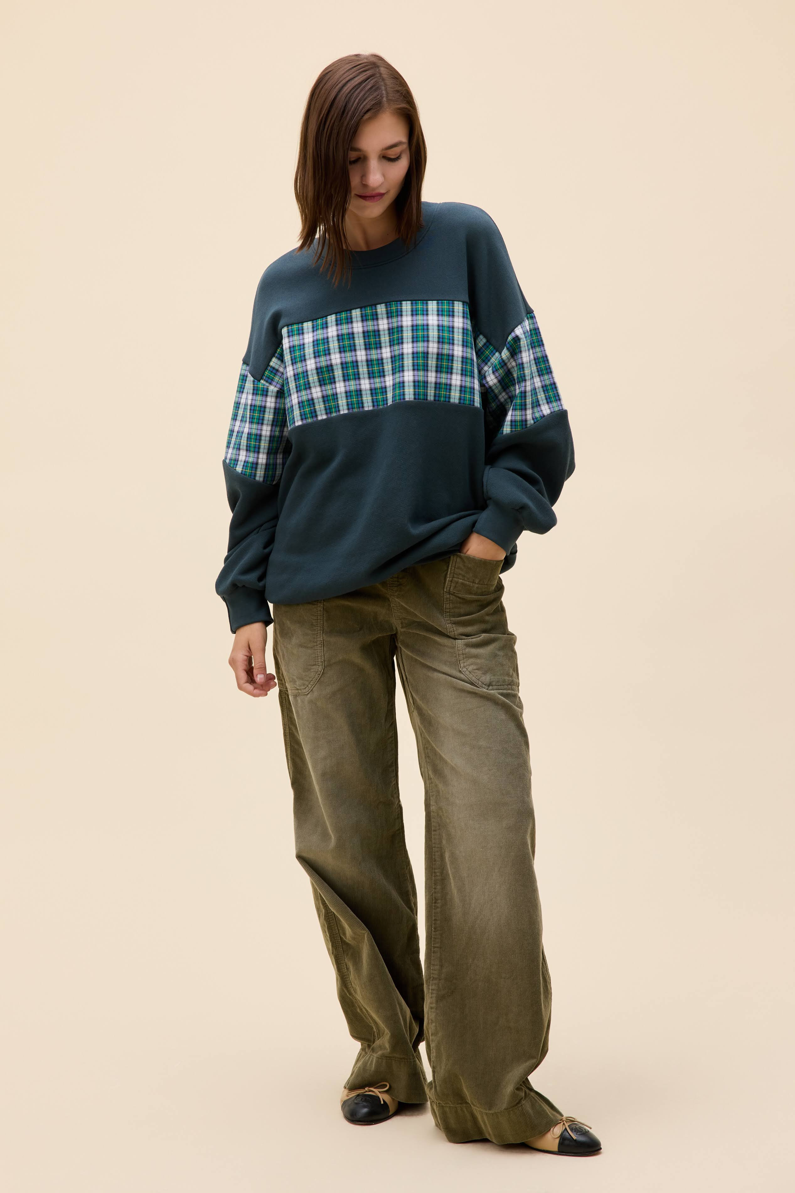 Plaid Colorblock Sweatshirt | Daydreamer