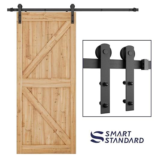 SMARTSTANDARD 6.6ft Heavy Duty Sturdy Sliding Barn Door Hardware Kit -Smoothly and Quietly -Easy ... | Amazon (US)