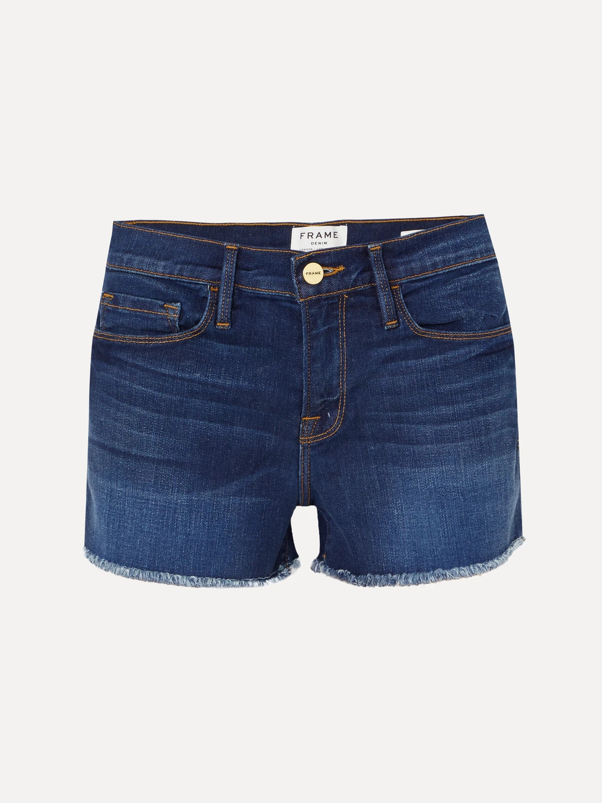 FRAME - Le Cutoff Frayed Denim Shorts - Blue | NET-A-PORTER (US)