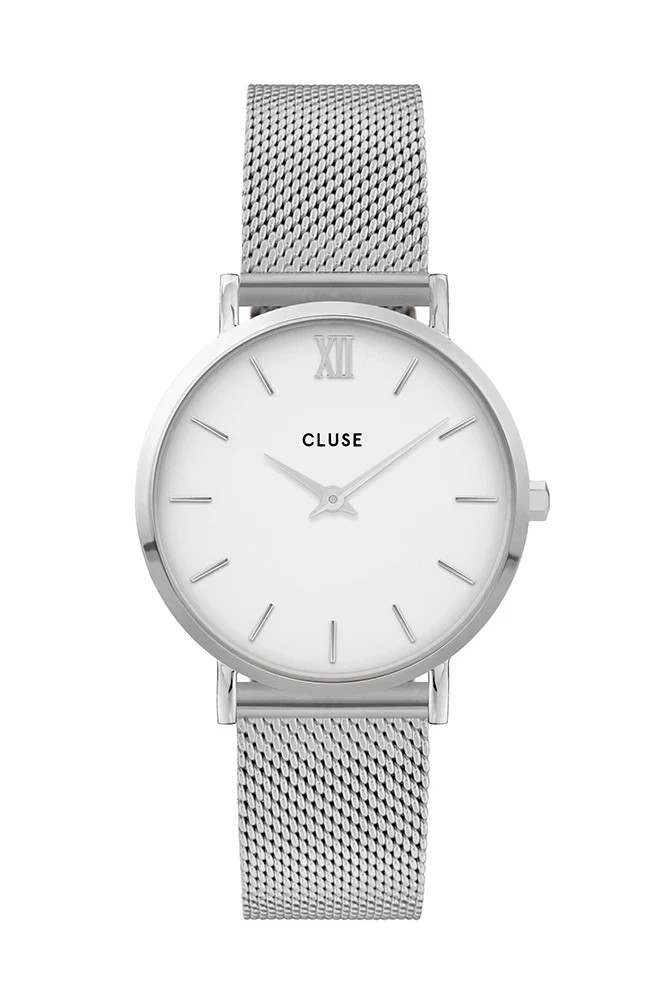CLUSE Minuit Mesh Watch Silver White | Hello Molly (AU)
