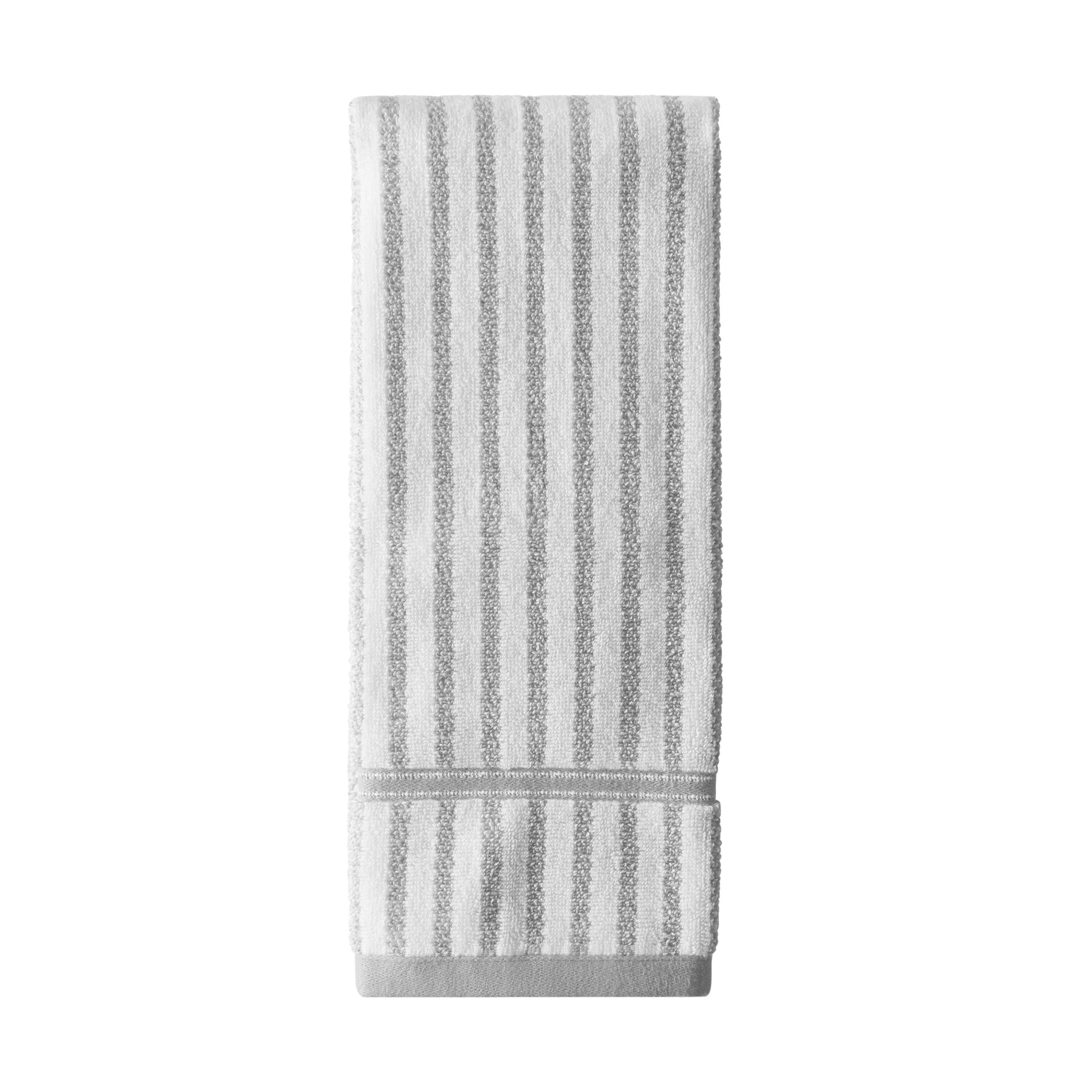 Beautiful by Drew Barrymore Stripe Hand Towel, Soft 100% Cotton, Charcoal Grey | Walmart (US)