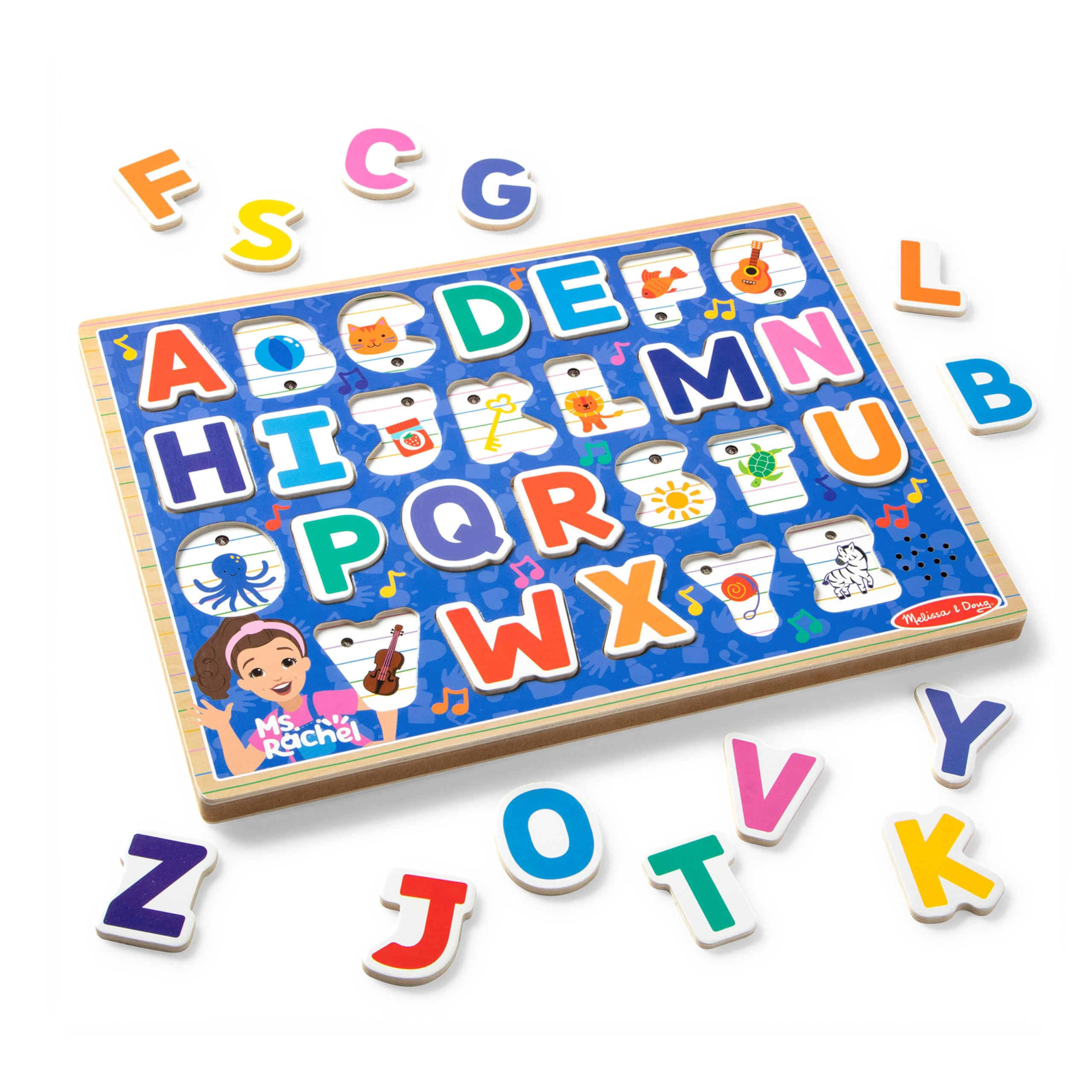 Melissa & Doug® Ms. Rachel™ Wooden Phonics Alphabet Sound Puzzle with Light-Activated Sound Ef... | Amazon (US)