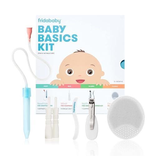 Frida Baby Basics Kit, 6pc Baby Essentials Kit Includes Nasal Aspirator Snotsucker, NailFrida Nail Files, Windi Gas Relief, DermaFrida Bath Brush + Silicone Carry Case | Amazon (US)