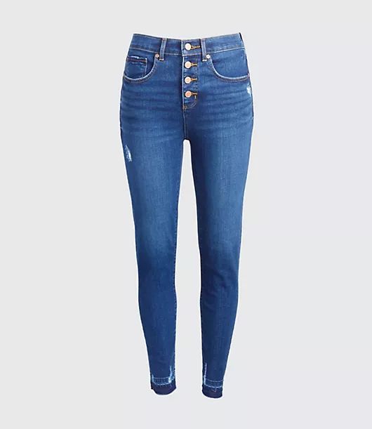 Loft High Waist Skinny Crop Jeans Size 30 Staple Dark Indigo Wash Women's | LOFT