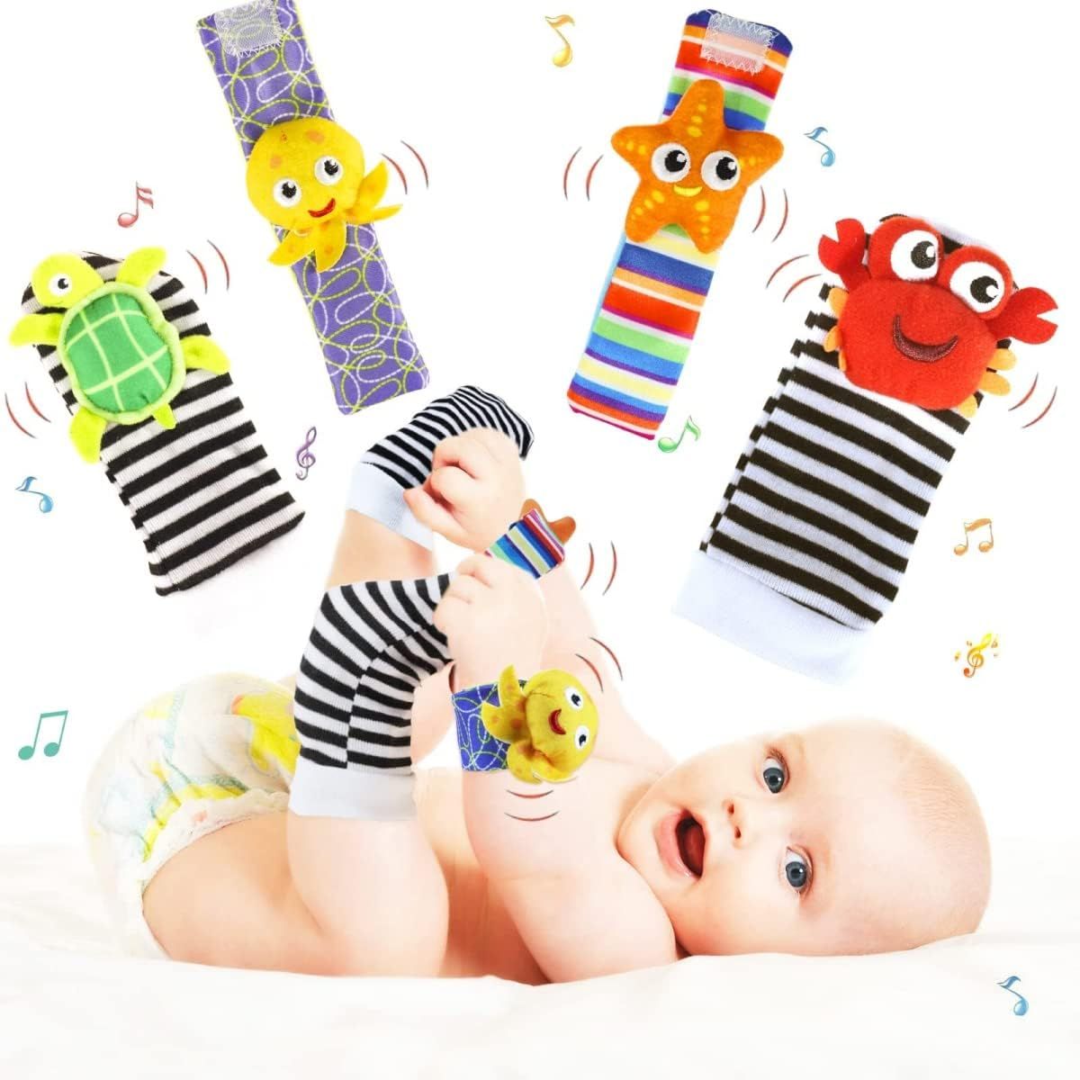 number balloon?♫Foot Finders Socks & Wrist Rattles Baby Toys Set,Toys for Babies ,Toy Socks & Wrist  | Amazon (US)