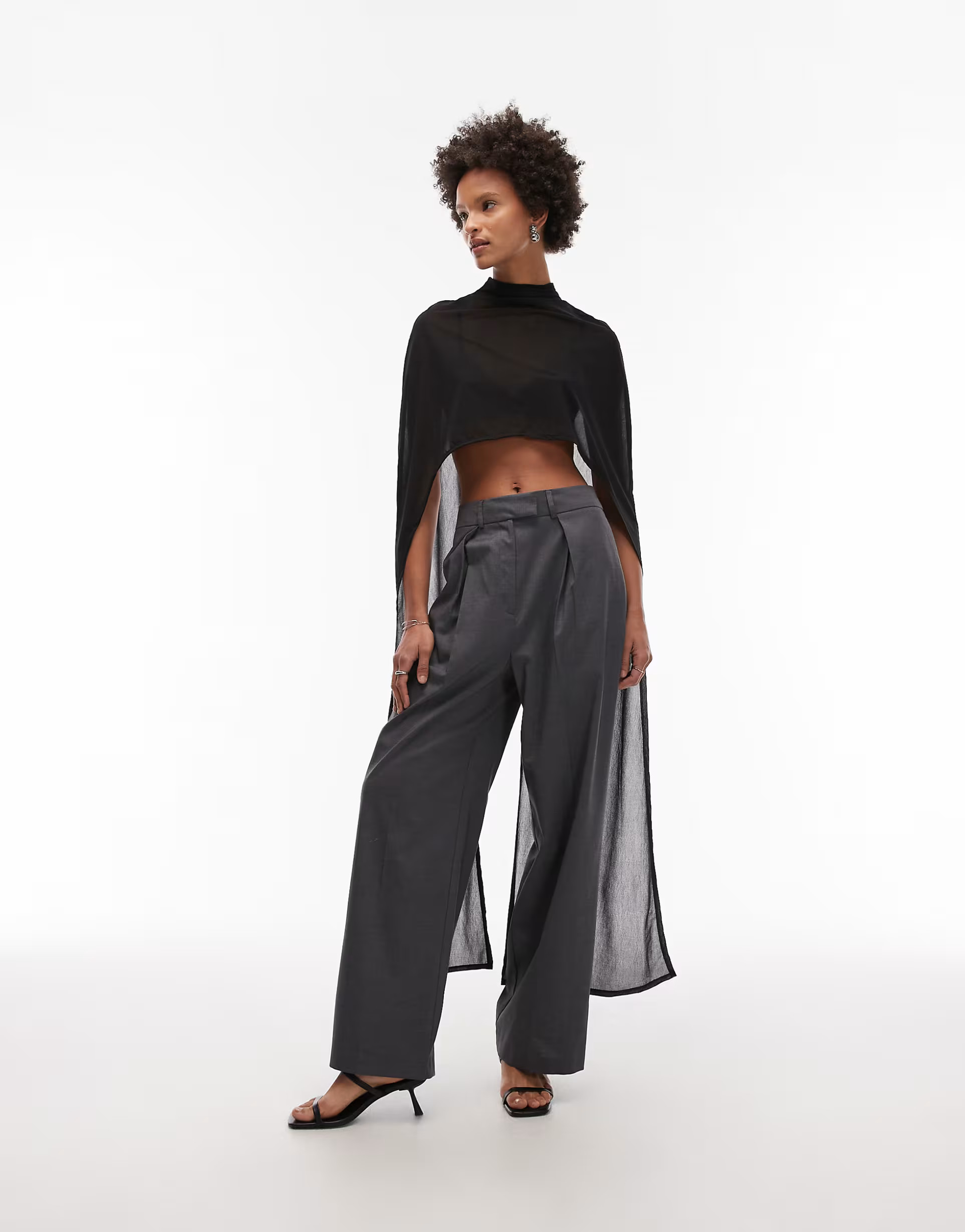 ASOS DESIGN floor length mesh cape top in black | ASOS | ASOS (Global)