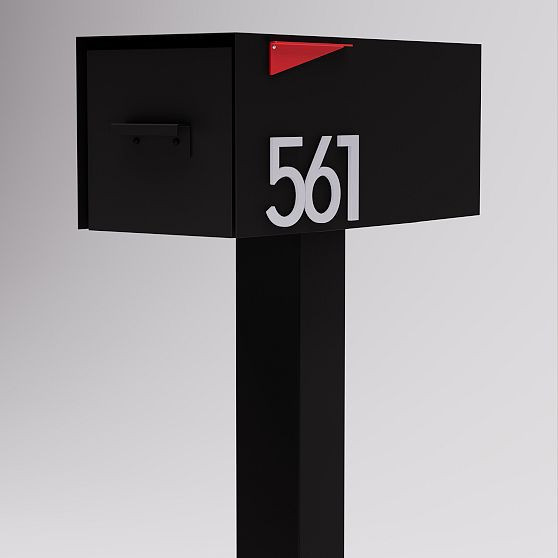 Post & Porch Malone Post-Mounted Mailbox, Black/Silver | West Elm (US)