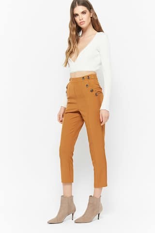 Button-Front Ankle Pants | Forever 21 (US)