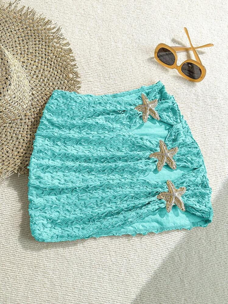 Soleia Women Summer Beach Starfish Decor Hollow-Out Bikini Swimwear Bottom Cover Up Skirt Bathing... | SHEIN