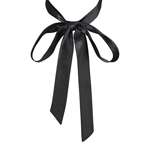Mantieqingway Bow Tie for Women, Satin Ribbon Girls Self-tie Bowtie for Uniform, School, Wedding, Cosplay, T-shirt Accessory (Black) | Amazon (US)