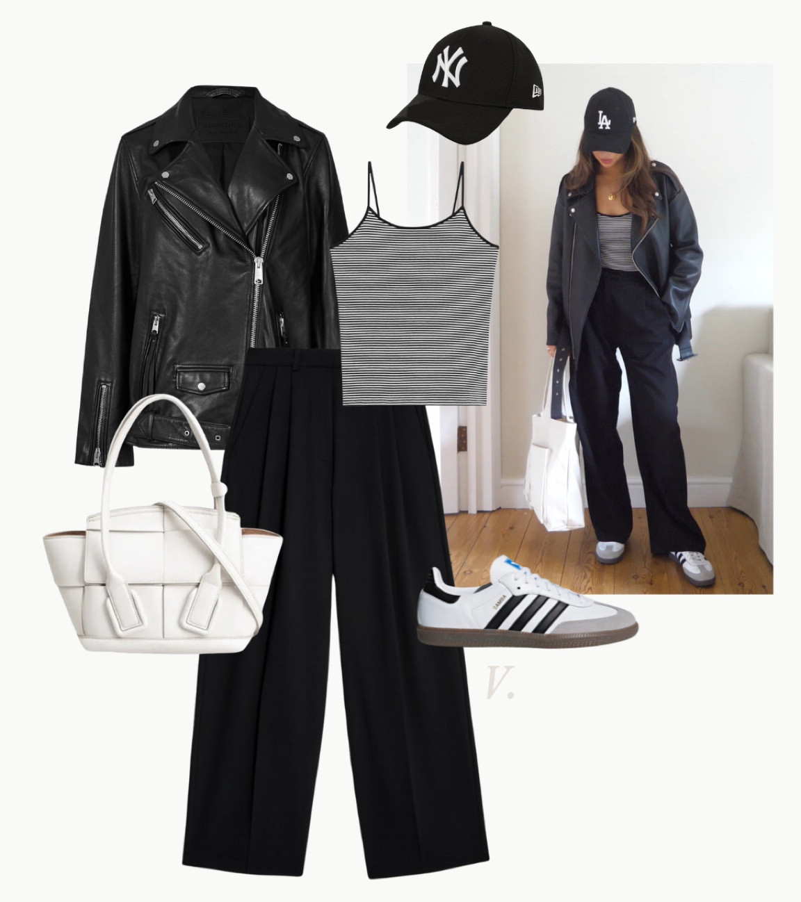 LOOK 3 from my What I Wore Last Week reel - LOVE this @arketofficial SALE top! Trousers are REONA but linked similar 🫶🏼 #blacktrousers #leatherjacket #arketsale 