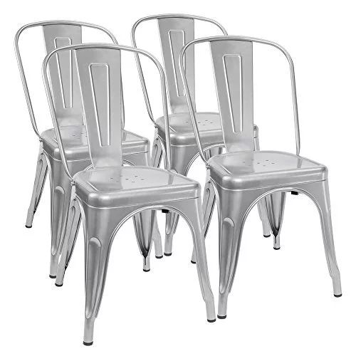 Walnew Metal Dining Chair Indoor-Outdoor Use Stackable Classic Trattoria Chair Chic Dining Bistro... | Walmart (US)