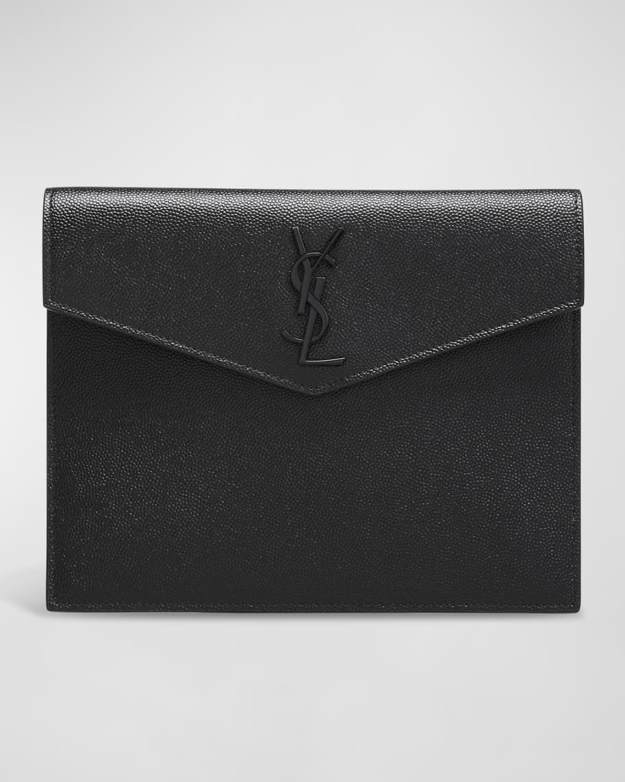 Saint Laurent Uptown Baby YSL Grain Leather Pouch Wallet | Neiman Marcus