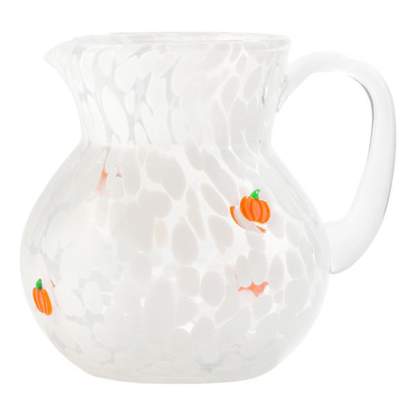 White Confetti Pumpkin Icon Glass Pitcher, 2.4Qt, sold by At Home | At Home
