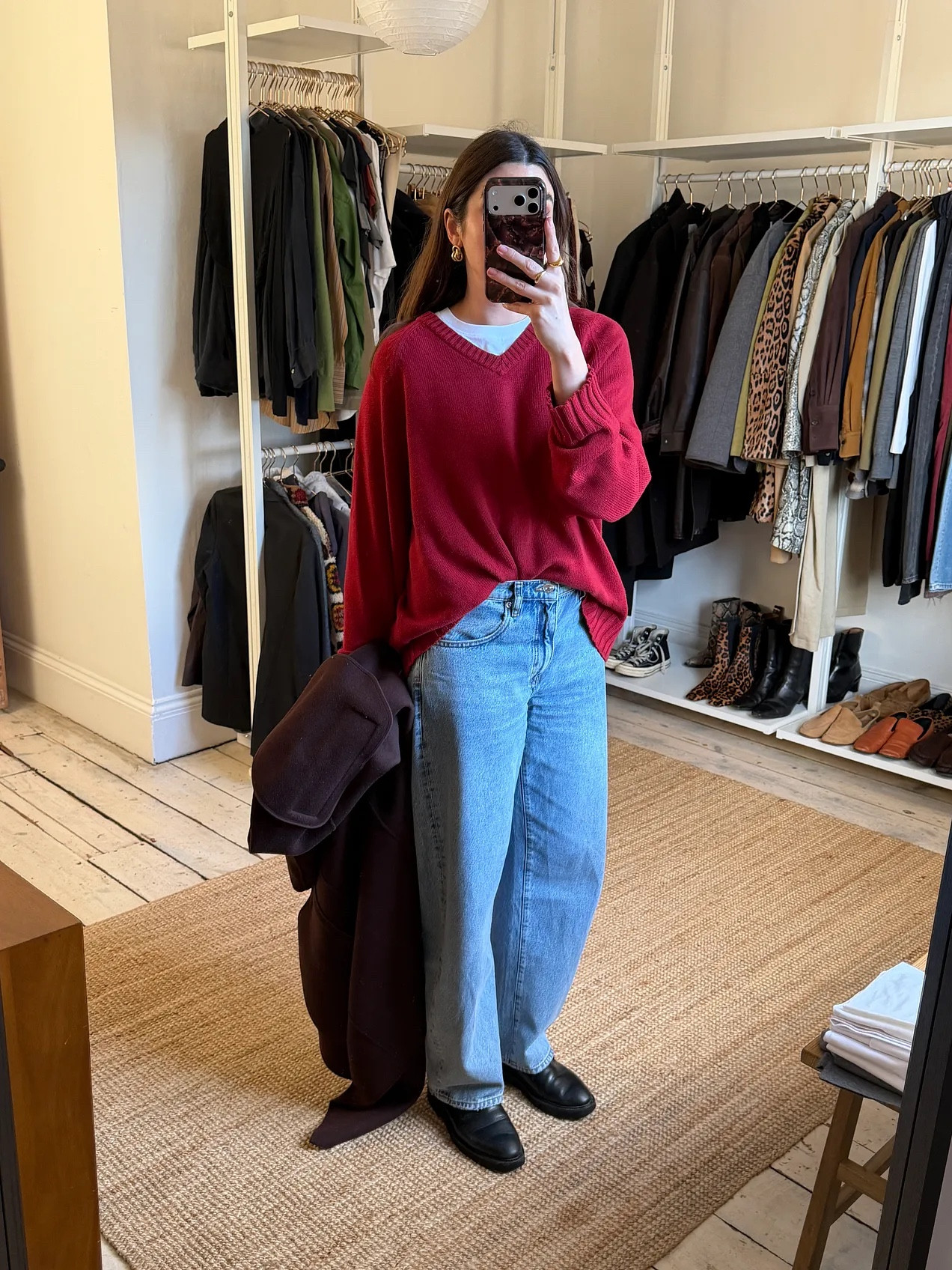 It’s that time of year when my favourite red jumper comes out, styled with a chocolate brown coat

#LTKstyletip #LTKwinter