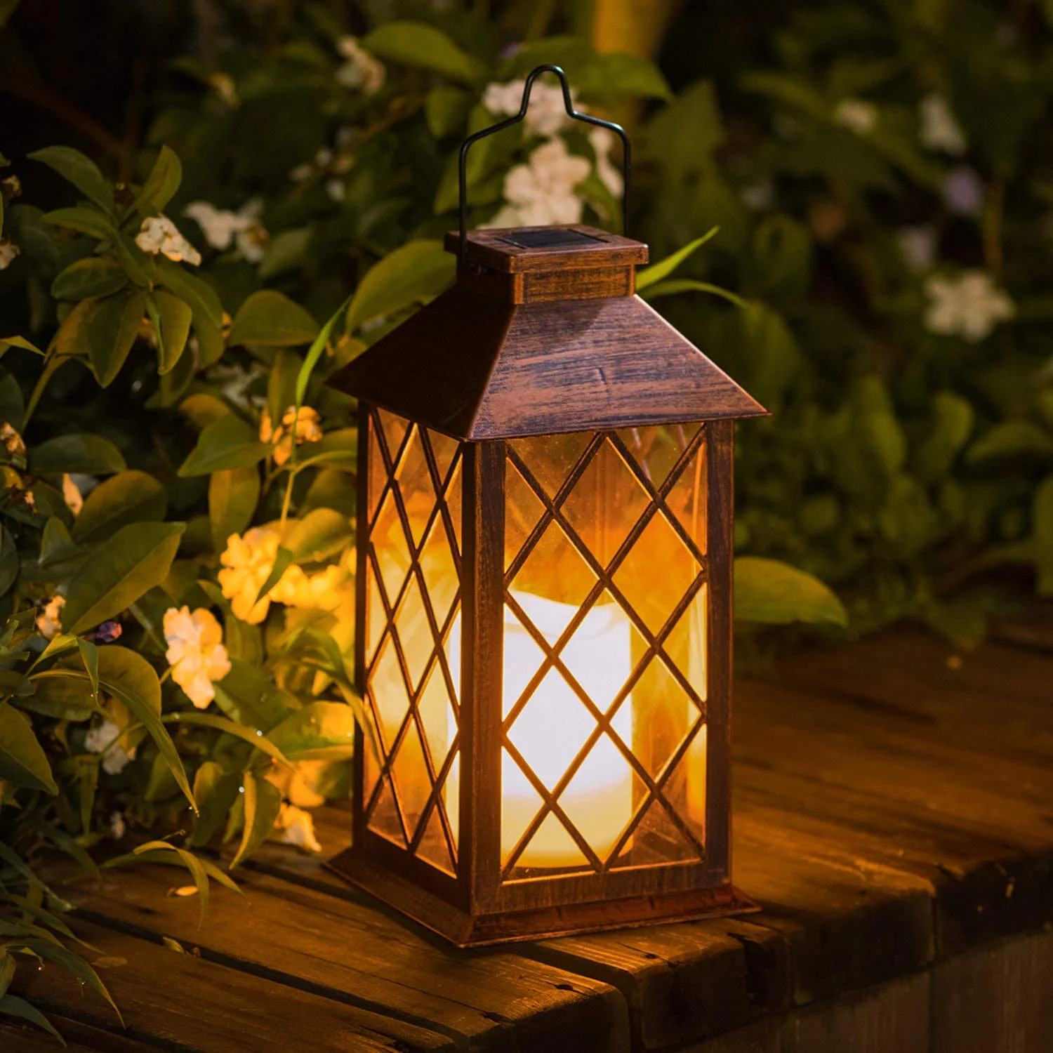 Solar Lantern,Outdoor Garden Hanging Lantern-Waterproof LED Flickering Flameless Candle Mission L... | Walmart (US)