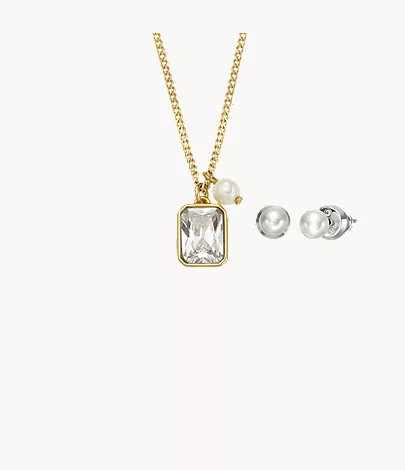 White Pearl Necklace and Earrings Gift Set | Fossil (US)