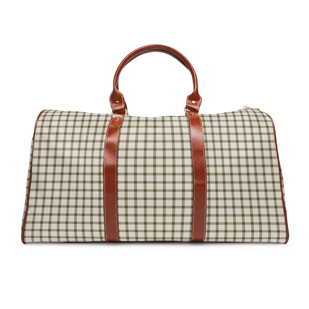 Green Gingham Weekend Bag | Waterproof Travel Bag | Overnight Bag | Waterproof Luggage | Etsy (US)
