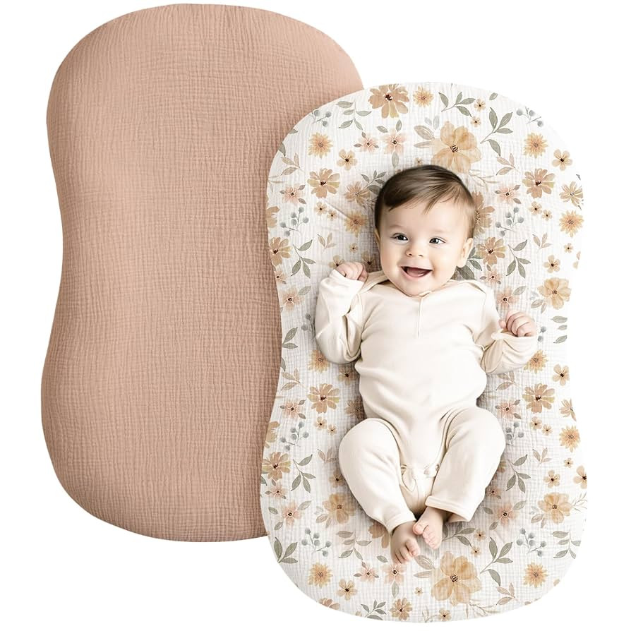 Konssy Muslin Baby Lounger Cover 2 Pack, 100% Cotton Newborn Lounger Cover, Soft and Breathable B... | Amazon (US)