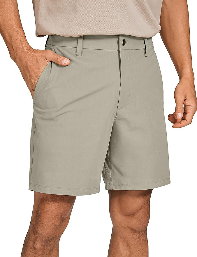CRZ YOGA Men's All Day Comfy Golf Shorts - 7" Stretch Lightweight Casual Work Flat Front Shorts w... | Amazon (US)