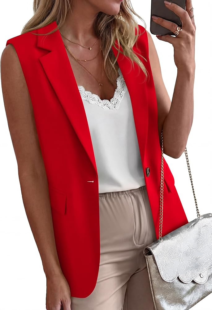 BTFBM Blazers For Women Spring Button Down Loose Vest Tops For Women Work Business Casual Outfits... | Amazon (US)