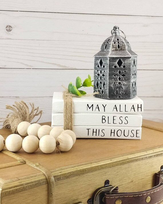 Islamic Home Decor, May Allah Bless This House, Small Wood Book Stack Farmhouse, Islamic Gifts | Etsy (US)