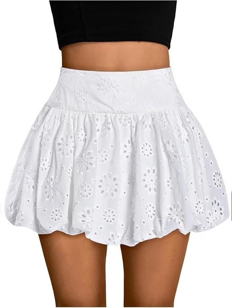 Verdusa Women's Gingham Bubble Mini Skirts Plaid Bow Cute Holiday Short Skorts | Amazon (US)