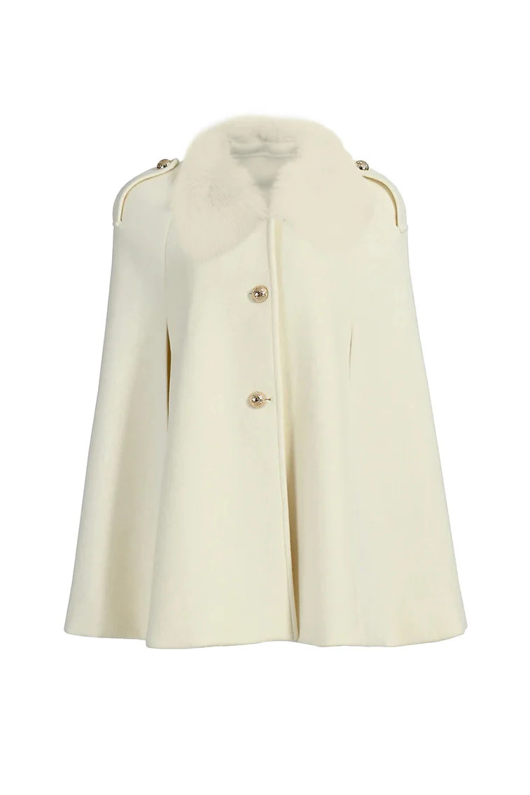 Susanna Chow Serina Cashmere Fur Collar Cape | LoveShackFancy