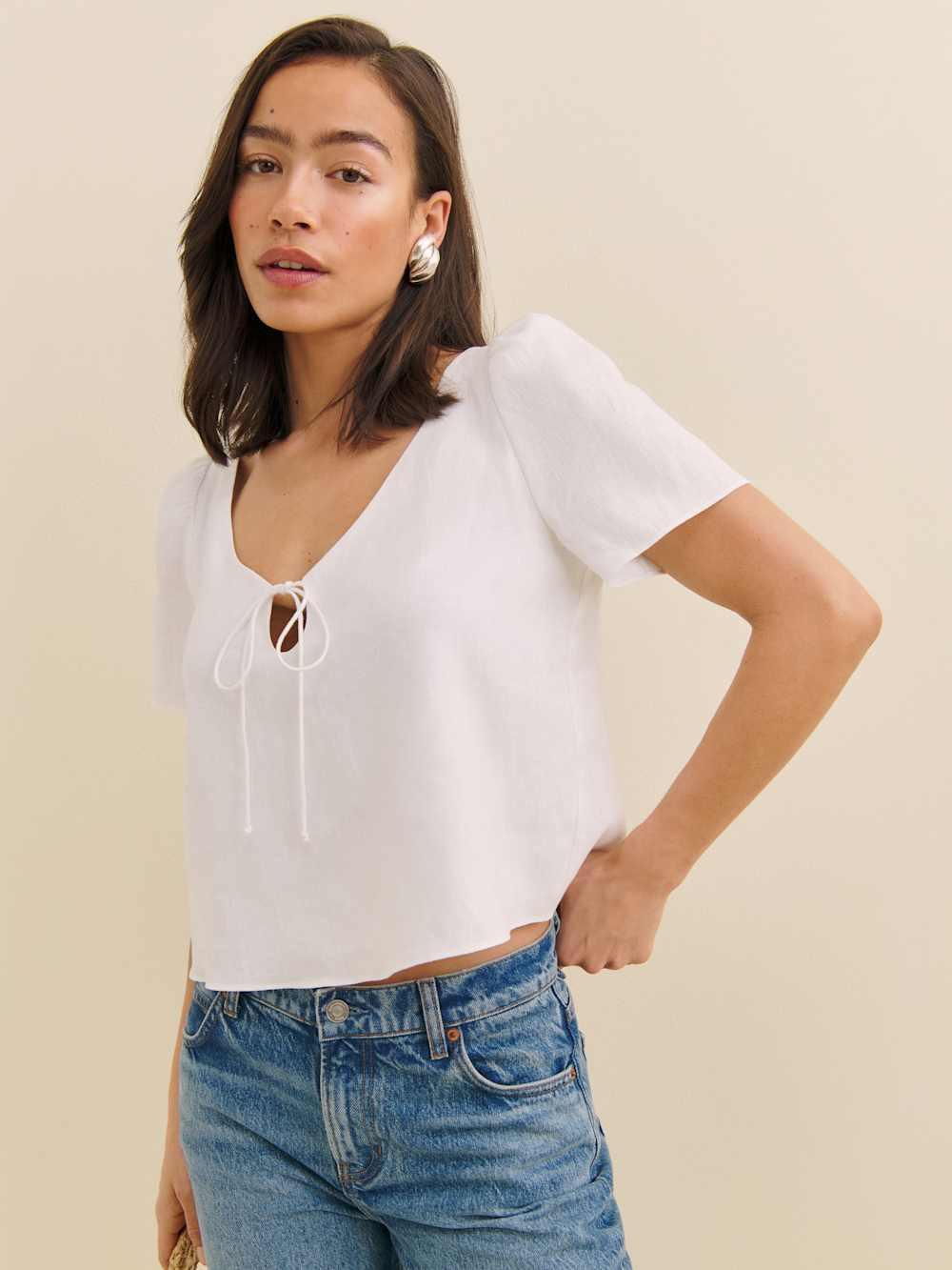 Mayla Linen Top | Reformation (Global)