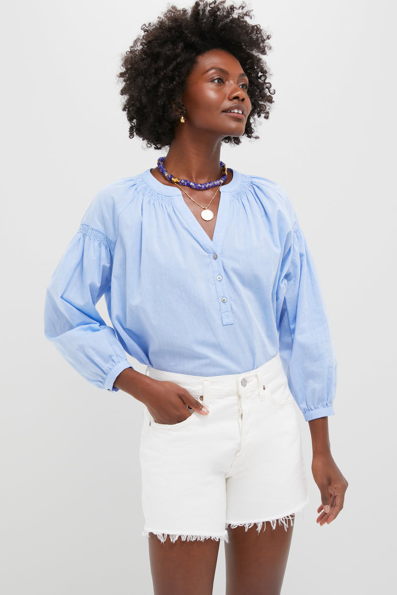 Chambray Band Collar Ashton Popover Top | Tuckernuck (US)