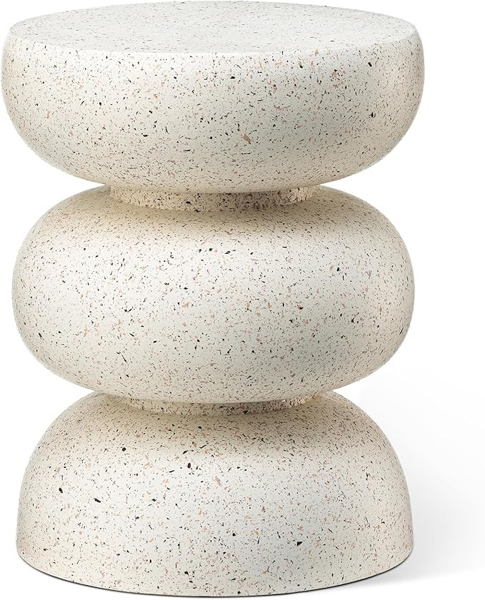 Glitzhome Outdoor Side Table, 18" H Decorative Garden Stool MGO Faux Terrazzo End Table, Heavy Du... | Amazon (US)