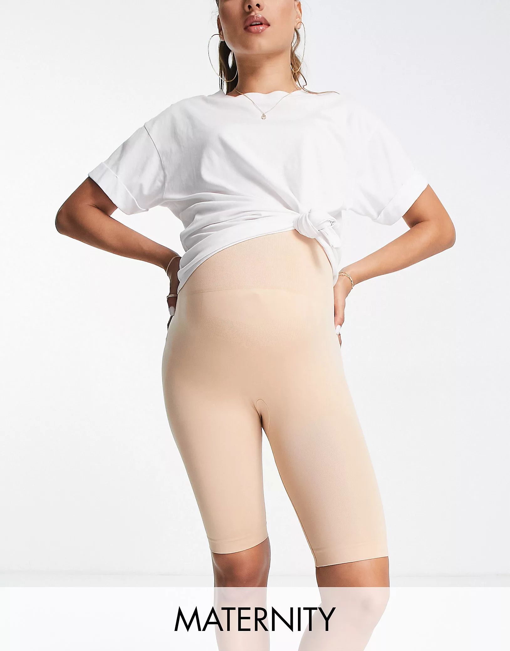 Mamalicious Maternity after birth shape shorts in beige | ASOS (Global)