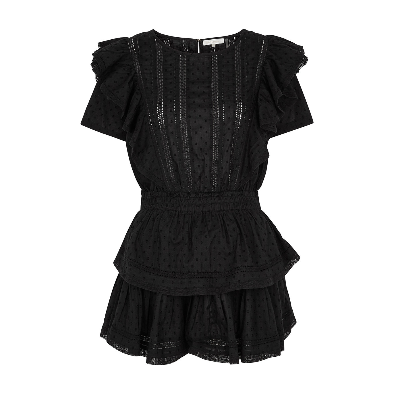 LoveShackFancy Natasha Black Cotton Mini Dress - L | Harvey Nichols (Global)