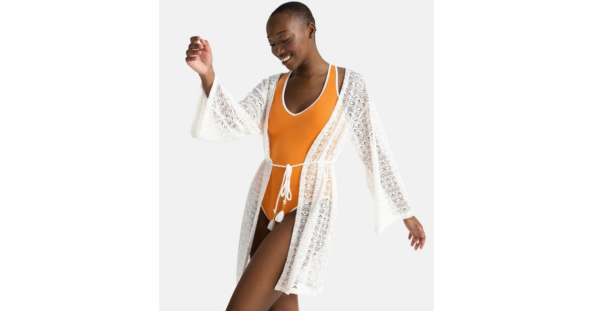 Dorina White Crochet Long Sleeve Kimono | New Look | New Look (UK)