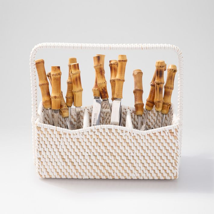Chatham Woven Rattan Flatware Caddy | Mark and Graham