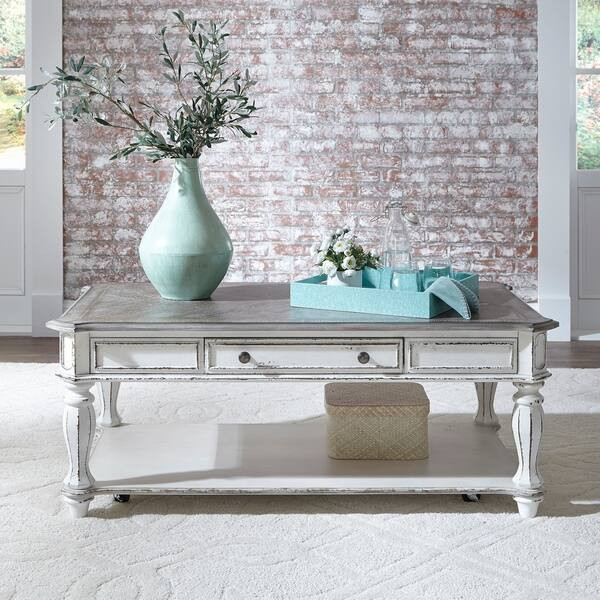 Magnolia Manor Antique White Castered Rectangular Cocktail Table | Bed Bath & Beyond
