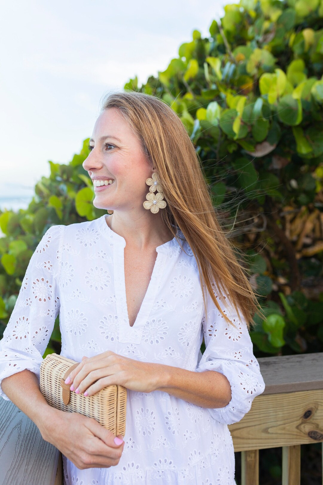 Woven Iraca Palm Raffia Floral Earrings Handmade Statement - Etsy | Etsy (US)