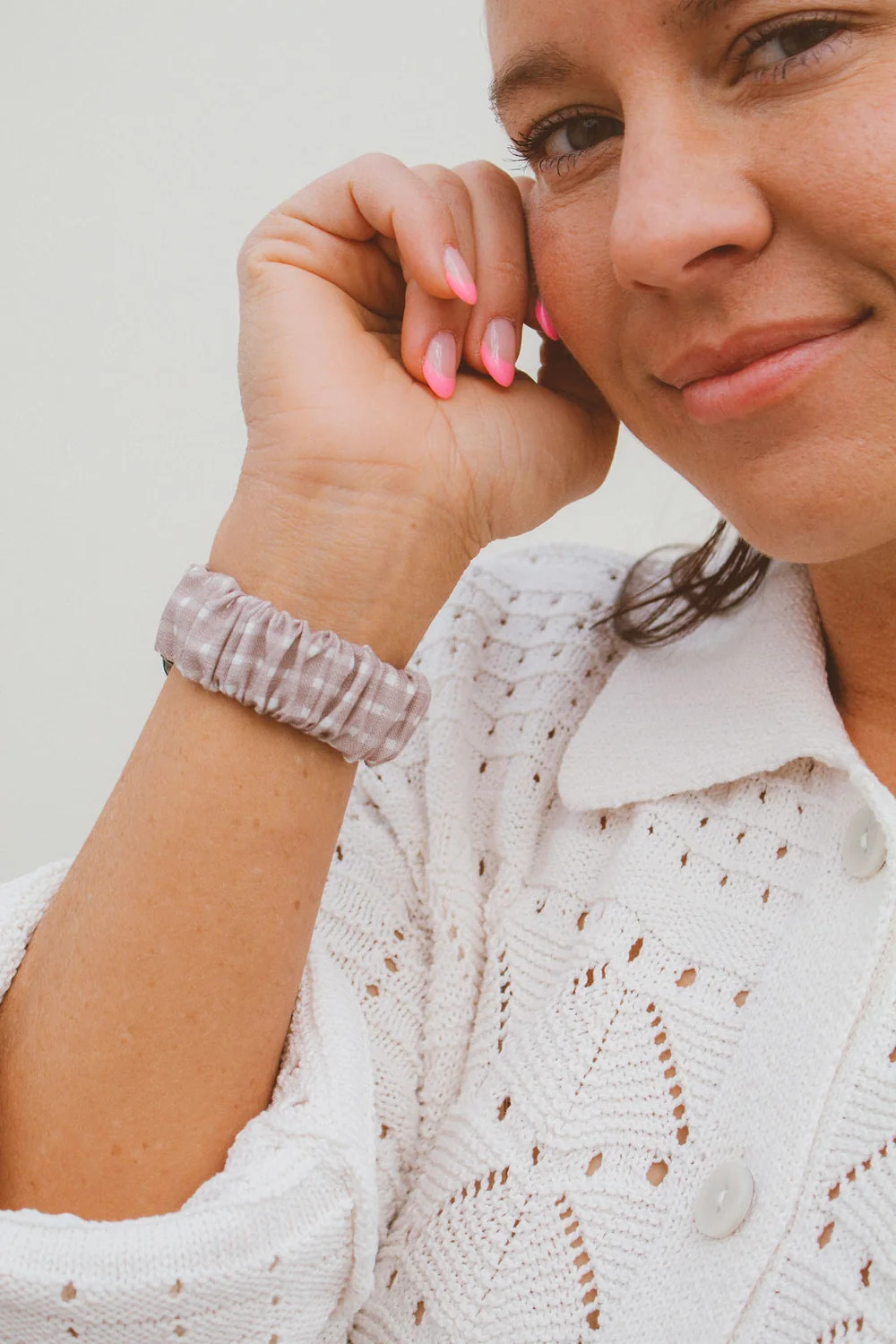 Tan Gingham Scrunchie Watch Band | Shop Andi
