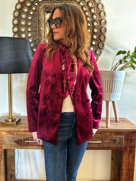 Willy Wonka inspired velvet blazer and scarf.  I saw the movie and I liked his silky scarf and I found this one that is perfect for February with a cute floral print.  

#LTKover40 #LTKstyletip #LTKworkwear
