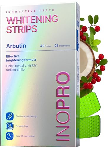 InoPro Teeth Whitening Strips 21 Treatments Kit - Teeth Whitener, Peroxide Free, Green White Strips for Teeth Whitening with Arbutin, Coconut Oil, Deep Stains Removal (42 Strips) | Amazon (US)