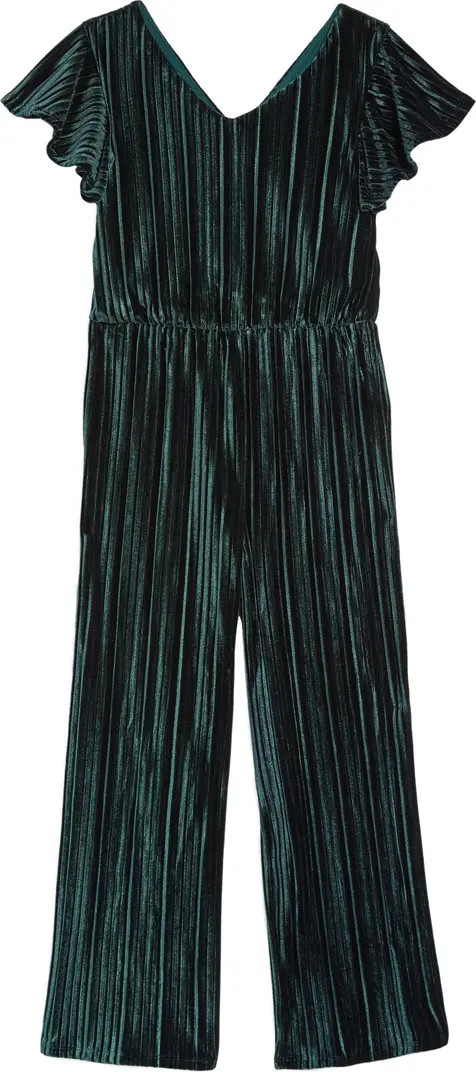 Zunie Kids' Flutter Sleeve Velvet Jumpsuit | Nordstrom | Nordstrom