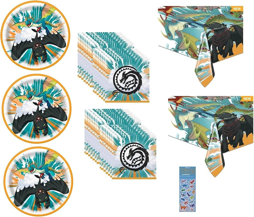 How to Train Your Dragon Birthday Party Supplies Bundle includes 24 Lunch Plates, 32 Lunch Napkin... | Amazon (US)