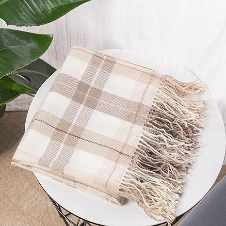 Battilo Buffalo Plaid Throw Blanket for Couch - Farmhouse Check Pattern - Soft Woven with Decorat... | Amazon (US)